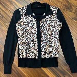 Pink Tartan leopard print cardigan